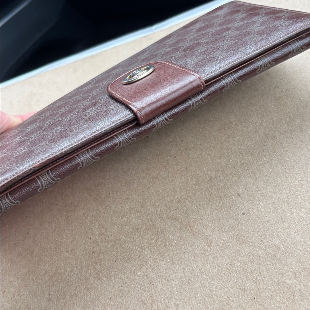 Vintage Celine Macadam Monogram Wallet Brown Leather Snap long Wallet - Picture 9 of 9